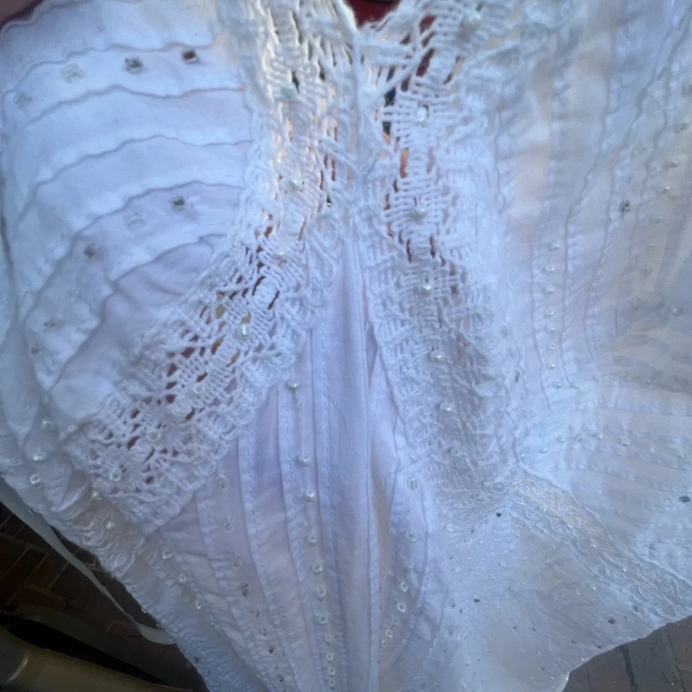 Vasna | White Pearls Boho Dress | Size Large - Picture 7 of 16